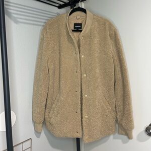 Express Tan Button Jacket Sherpa/teddy